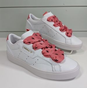 Adidas Seek White Rose Gold Casual Fashion Leather Ribbon Satin Lace Women's 5